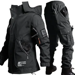 2026 Men'S Motorcycle Jacket with Autumn and Winter Velvet Training Set Anti-Wear Waterproof Cold Resistant Jacket Holiday Gifts
