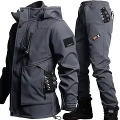 2026 Men'S Motorcycle Jacket with Autumn and Winter Velvet Training Set Anti-Wear Waterproof Cold Resistant Jacket Holiday Gifts