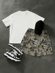 2026 Summer American Men's T-shirt Set for Outdoor Sports Fashion Casual Soft Breathable with 3D Letter Pattern Printing