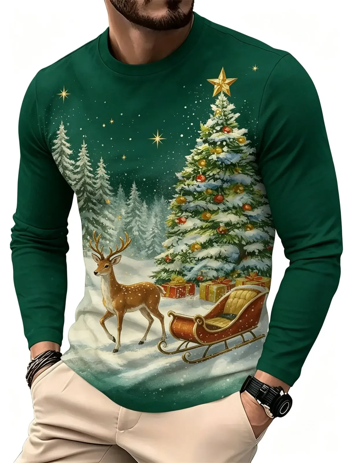 Men's Casual Fashion Long Sleeve T-Shirt Gradient Letter Graphic Printed Regular Fit Round Neck Sporty Jersey Tops Tees