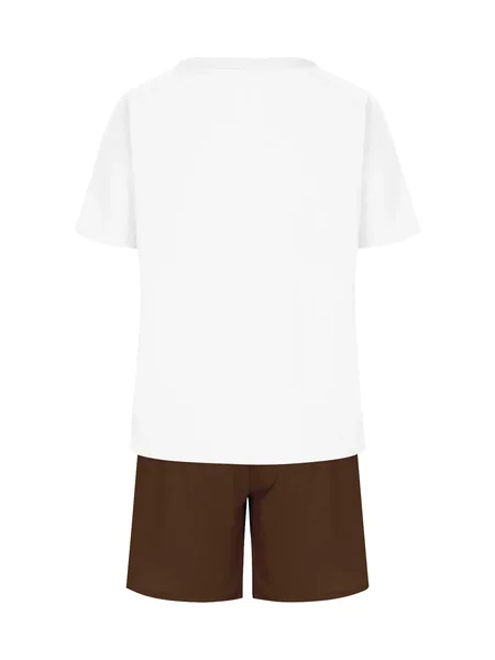 Summer men's short-sleeved short-pants set with bear print breathable and lightweight suitable for casual and fashionable wear
