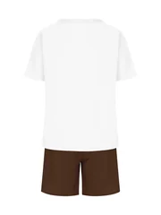 Summer men's short-sleeved short-pants set with bear print breathable and lightweight suitable for casual and fashionable wear
