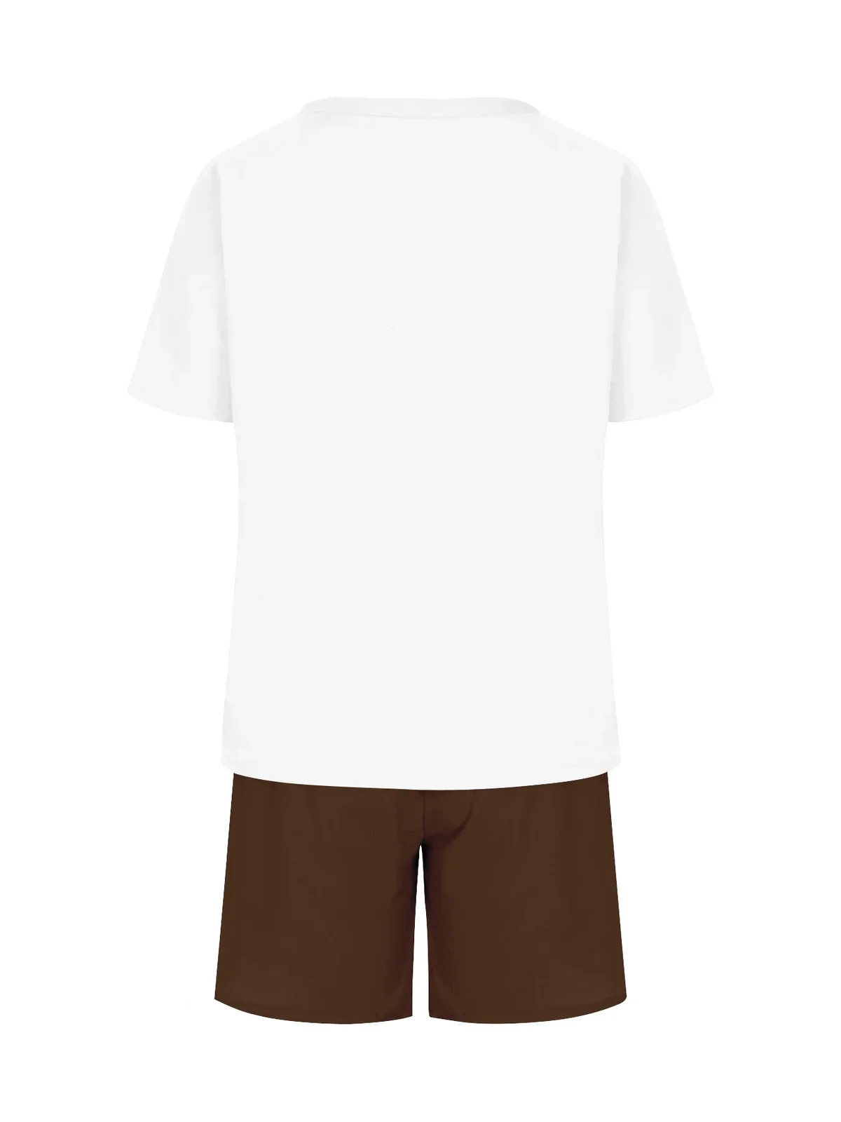 Summer men's short-sleeved short-pants set with bear print breathable and lightweight suitable for casual and fashionable wear