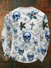 New Fall/Winter Long-Sleeve T-Shirts For Men Christmas Skull Print Comfortable Long-Sleeve T-Shirts Outdoor Streetwear Tops