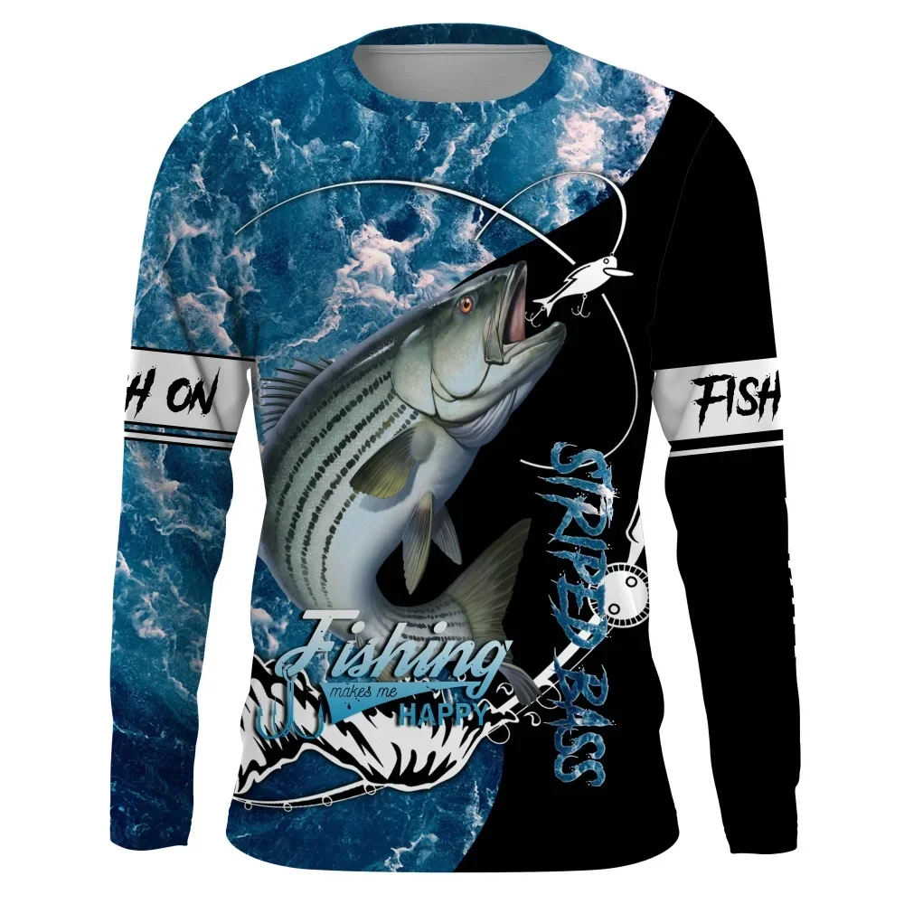 Spring and Autumn Leisure Round Neck Long Sleeve Men's Outdoor Fishing Shirt 3D Printed Street Style Men's Top