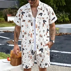 Summer New Hawaii Tracksuit Men's 2 Piece ​Short Sleeve Beach Shirts Shorts Sets Men's Vacation Suit Loose T shirts Man Clothing