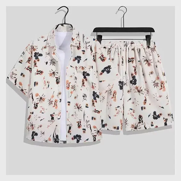 Summer New Hawaii Tracksuit Men's 2 Piece ​Short Sleeve Beach Shirts Shorts Sets Men's Vacation Suit Loose T shirts Man Clothing
