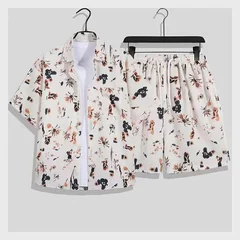 Summer New Hawaii Tracksuit Men's 2 Piece ​Short Sleeve Beach Shirts Shorts Sets Men's Vacation Suit Loose T shirts Man Clothing