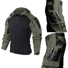 Men's CP Camo Tactical Combat Shirt & Pants Set Military Multicam Cargo Pants Suit Outdoor Hunting Airsoft Hiking Training