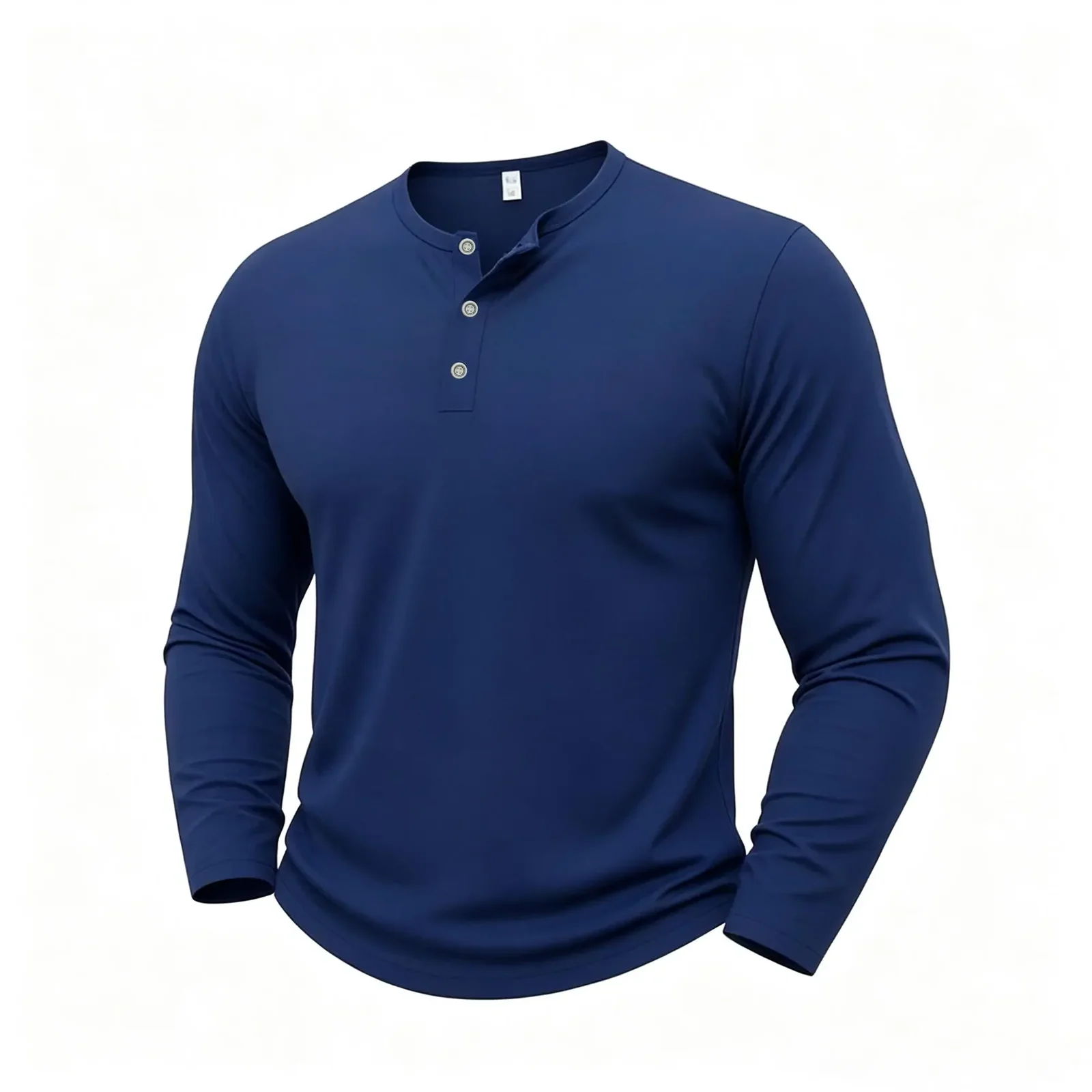 Autumn Fitness Henley Neck T Shirts Men Solid Color Male Long Sleeve Tops Slim Fit Button Neck Casual Cozy Tshirt Streetwear Tee