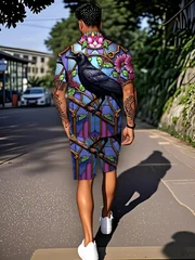 Men's Shirt Sets 2026 Spring/Summer jogging suit 3D Printed Graphic 2 piece set sweat suit men's suits tracksuit for man