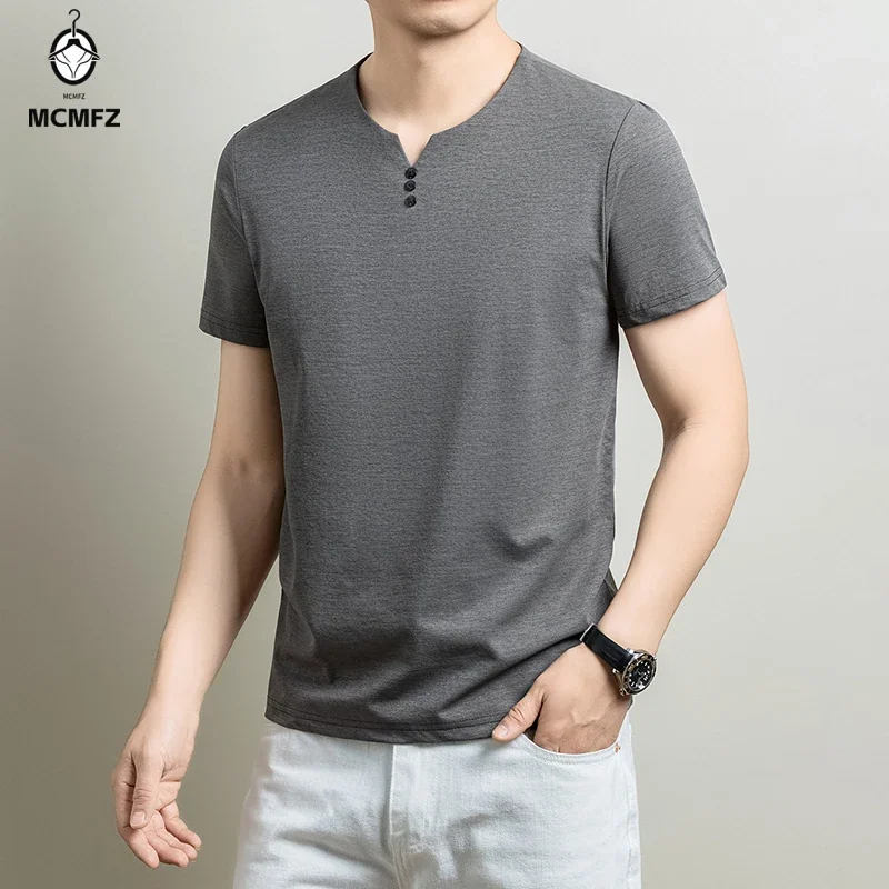 Mens Basic Henley T Shirt Comfortable Cotton Blend Short Sleeve Tops For Casual Business Office Daily And Weekend Activities