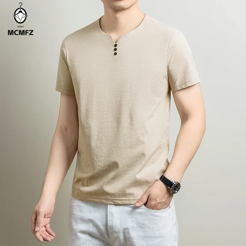 Mens Basic Henley T Shirt Comfortable Cotton Blend Short Sleeve Tops For Casual Business Office Daily And Weekend Activities