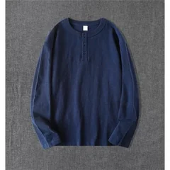 American Heavyweight Cotton Henry Collar Long Sleeve T Shirt Men Plus Size Solid Color Autumn Basic Undershirt
