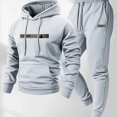 2026 new men's two-piece casual long-sleeved hooded sports shirt and sports pants set, suitable for wearing in autumn and winter