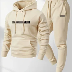 2026 new men's two-piece casual long-sleeved hooded sports shirt and sports pants set, suitable for wearing in autumn and winter