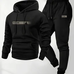 2026 new men's two-piece casual long-sleeved hooded sports shirt and sports pants set, suitable for wearing in autumn and winter