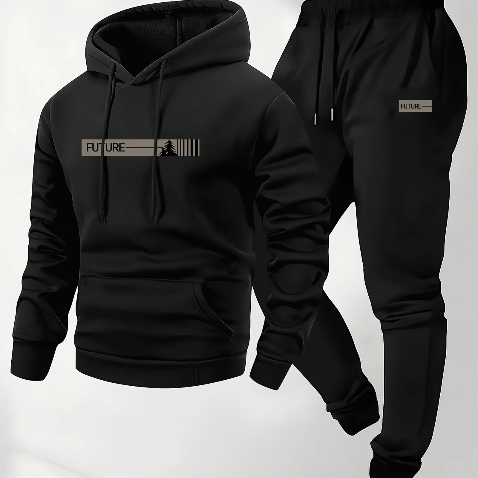 2026 new men's two-piece casual long-sleeved hooded sports shirt and sports pants set, suitable for wearing in autumn and winter