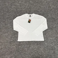 26ss DERSCHUTZE Long Sleeved White Waffle Patterned Cherry Blossom Embroidered T-shirt Loose Casual Top DERSCHUTZE Top Tee
