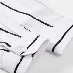 Men's Striped Dress Shirt Long Sleeve Slim Fit Formal Business Wrinkle Resistant Office Blouse Top Fashion Casual Male Clothing
