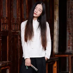 Retro Chinese Style Button up Cotton Linen Casual Ladies Open Cardigan Spring Autumn Zen Tea Ceremony Top Women's Outerwear