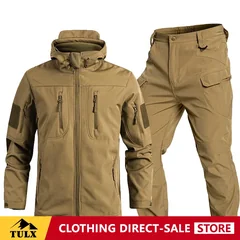 Tactical Soft Shell Assault Suit Beetle Waterproof Warm Wear-resistant Windproof Outdoor Mountaineering Suit Thick Set