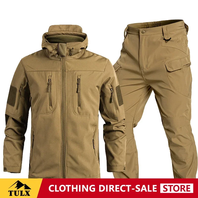 Tactical Soft Shell Assault Suit Beetle Waterproof Warm Wear-resistant Windproof Outdoor Mountaineering Suit Thick Set