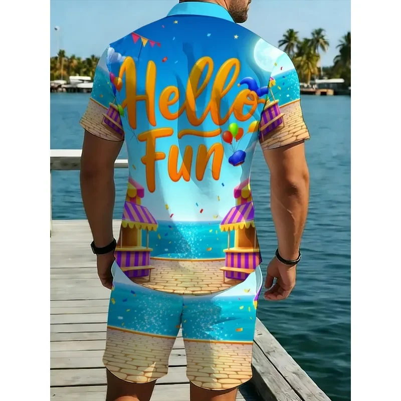 breathable men's two piece shirt shorts set tropical printed casual outfit ideal for outdoor parties daily leisure