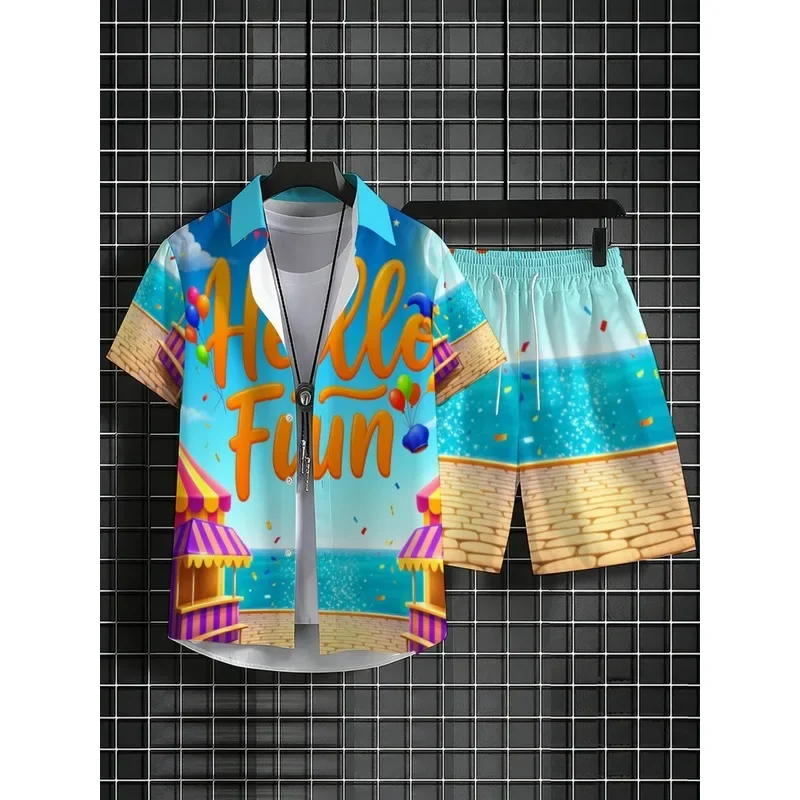 breathable men's two piece shirt shorts set tropical printed casual outfit ideal for outdoor parties daily leisure