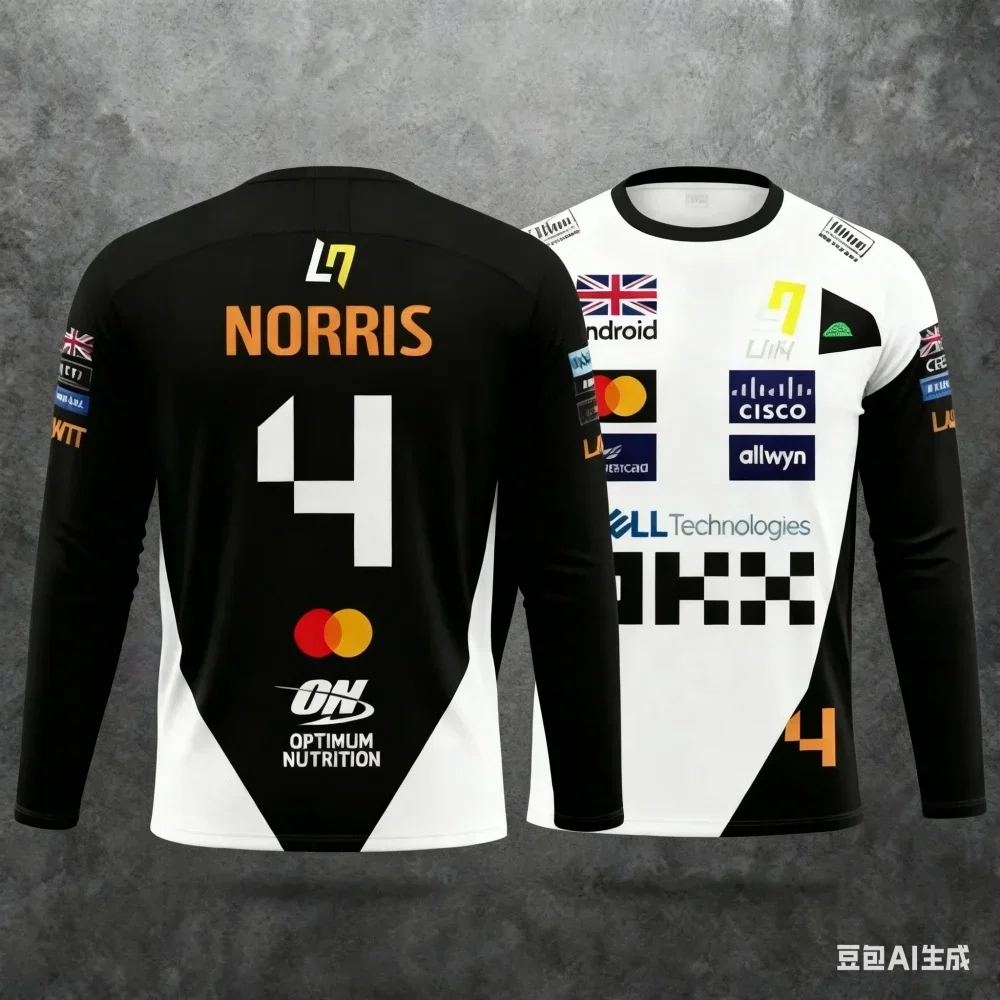 Norris No.4 Racing Suit Long-Sleeve Top Breathable Quick-Dry Fabric For Racing Fans Daily Casual Sports Wear
