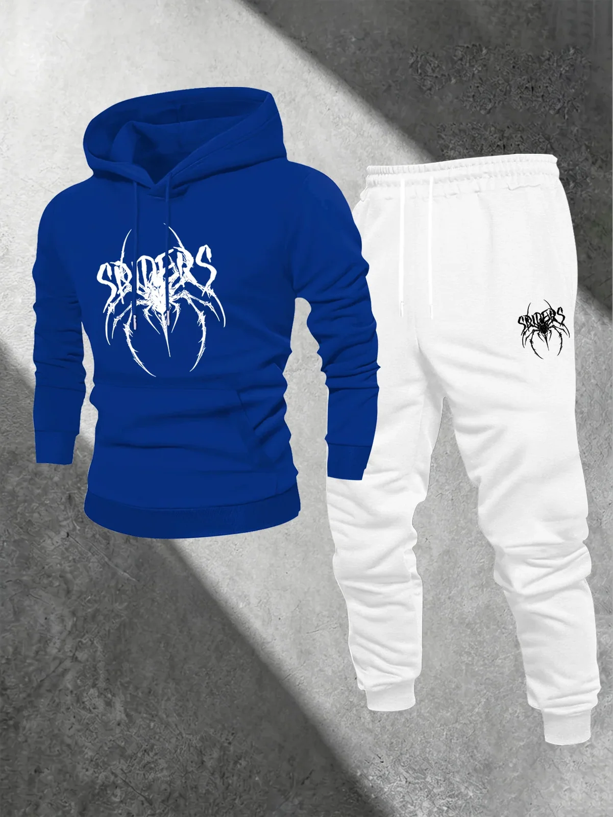 Men 2Pcs Streetwear Tracksuit, Creative Print Hoodie Jogger Pants Set, Casual Sport Outfit For Autumn Winter Daily Wear
