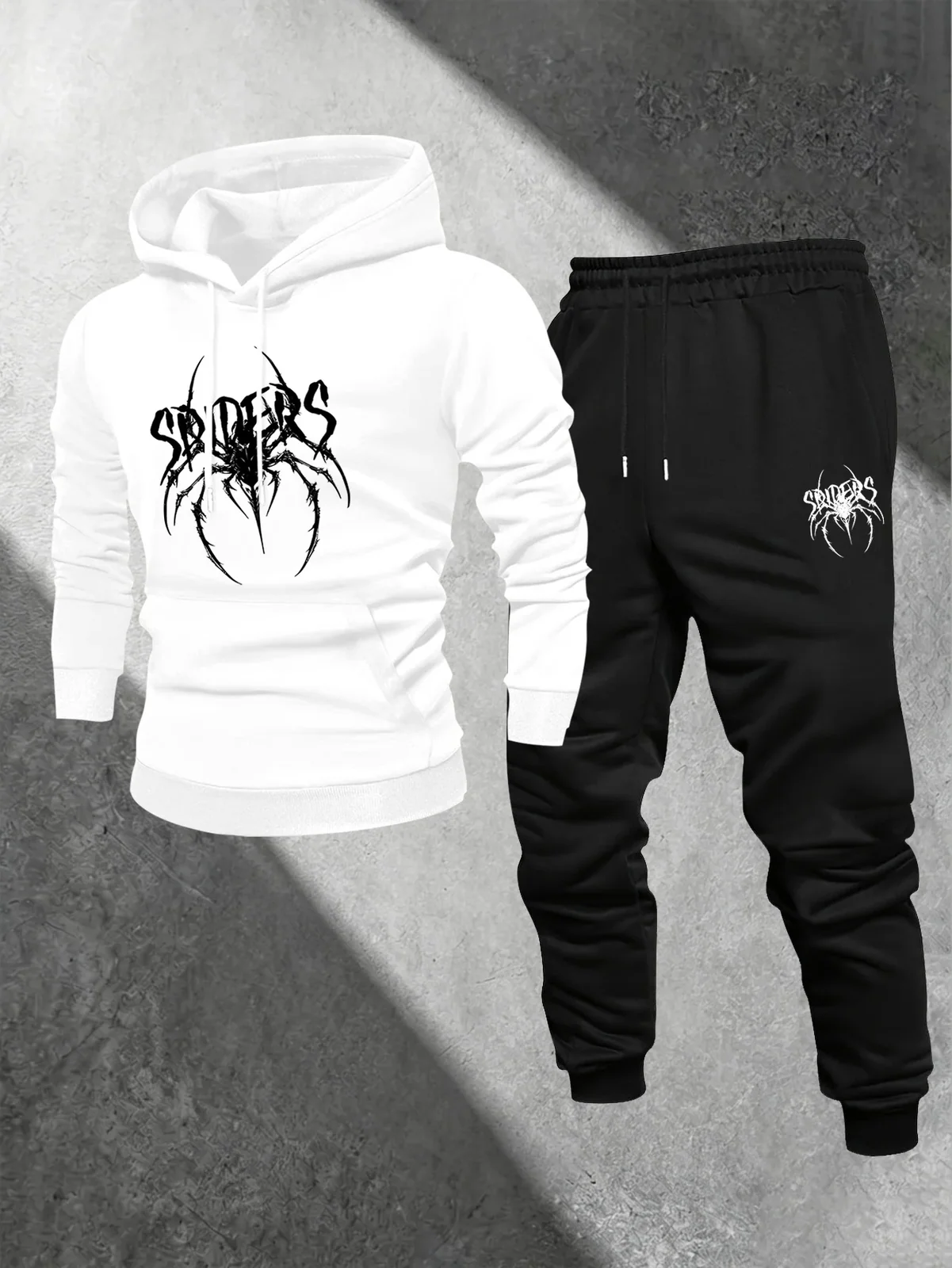 Men 2Pcs Streetwear Tracksuit, Creative Print Hoodie Jogger Pants Set, Casual Sport Outfit For Autumn Winter Daily Wear