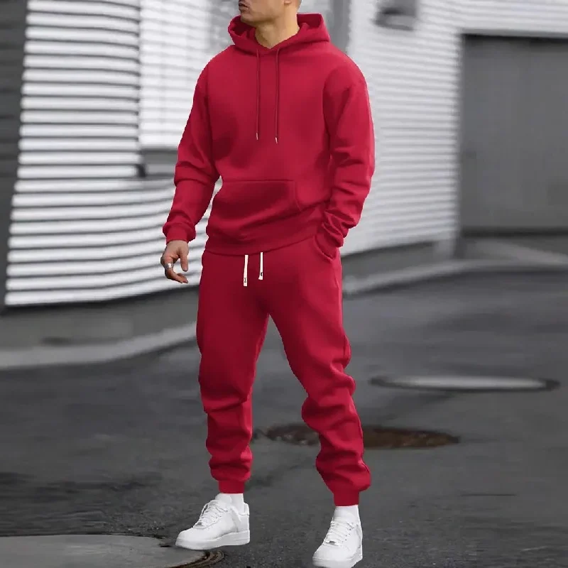 2026 Men Sets Casual Sports Two Piece Sets Spring Autumn Loose Comfortable Simple Tracksuits Man Solid Hoodies Sweatpants Outfit