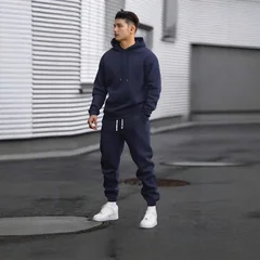 2026 Men Sets Casual Sports Two Piece Sets Spring Autumn Loose Comfortable Simple Tracksuits Man Solid Hoodies Sweatpants Outfit
