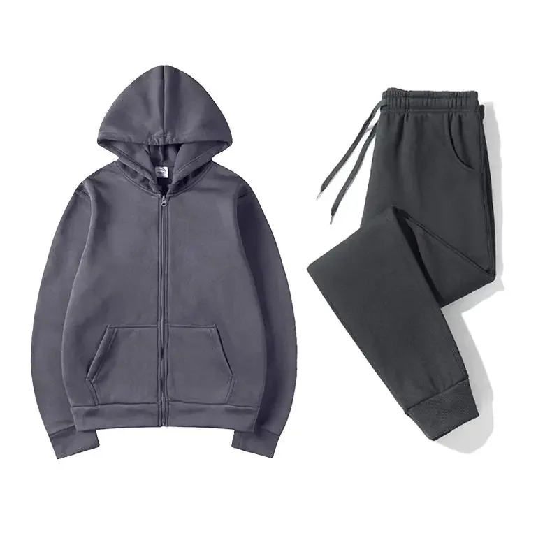Men Half Zip Hoodie And Jogger Pants Set Zipper Pocket Design Casual Sports Two Piece Set