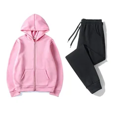 Men Half Zip Hoodie And Jogger Pants Set Zipper Pocket Design Casual Sports Two Piece Set