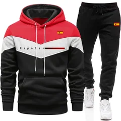 Fall Winter Daily Casual Sports Jogging Suit Outdoor Comfort Hoodie Outfits Spain Fashion Men's Set Hooded Sweatshirt Sweatpants