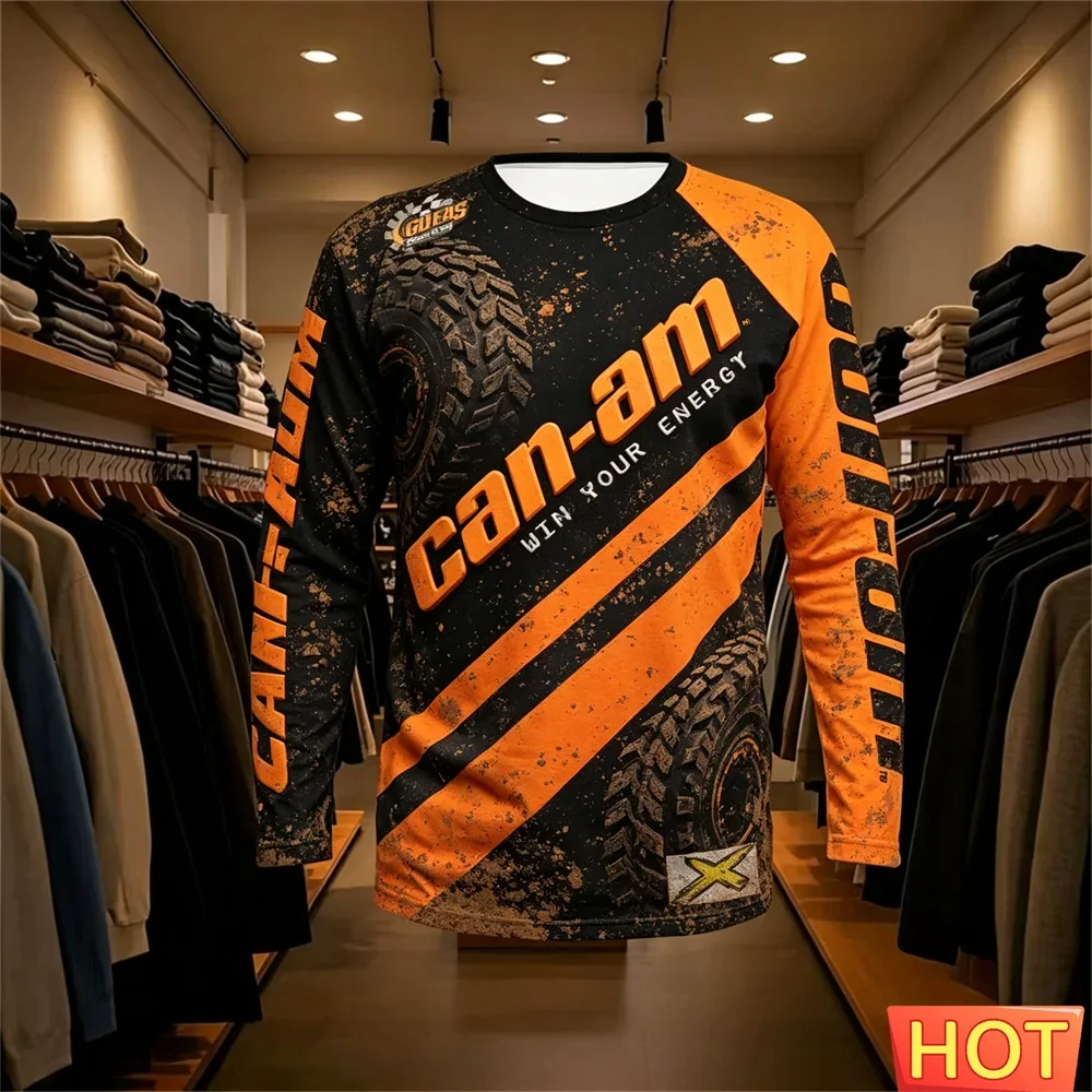Motorcycle Racing Long Sleeve Round Neck T-shirt for Men and Women Fashion Can Am Team Long Sleeve T-shirt Sports Men's clothing