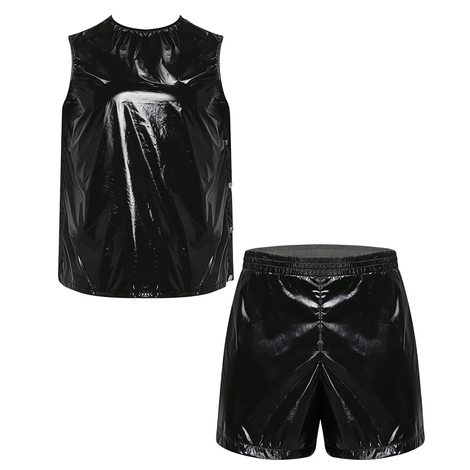 Mens Waterproof Sweat Tracksuit Tank Tops And Sides Buttons Boxer Shorts Two Pieces Outfit Special Needs Adaptive Clothing