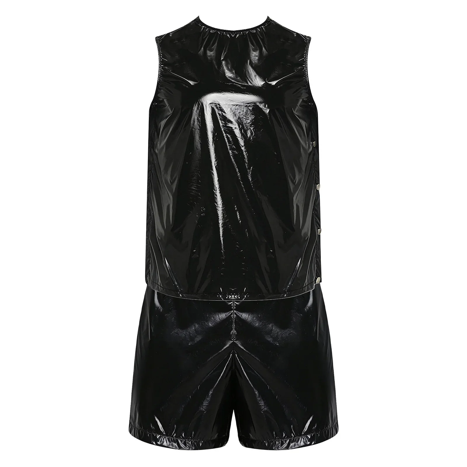 Mens Waterproof Sweat Tracksuit Tank Tops And Sides Buttons Boxer Shorts Two Pieces Outfit Special Needs Adaptive Clothing