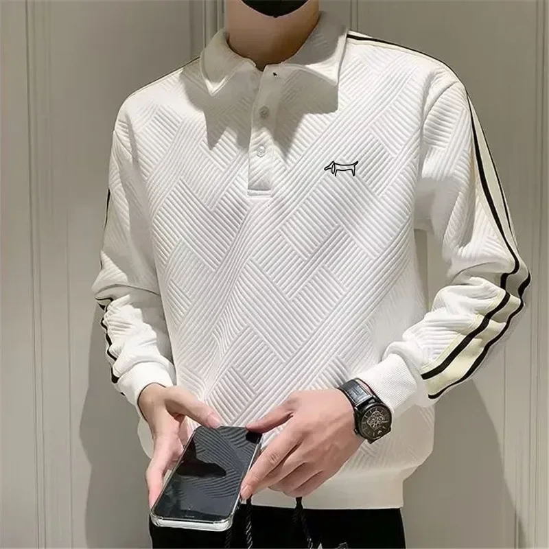 2026 Men's Golf Wear Long Sleeve Golf T-shirt Polo Tennis Shirt Casual Classic Solid Round Neck Golf Top Golf Clothing
