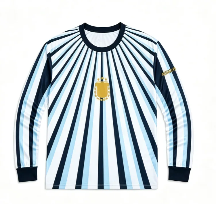 New Argentine round neck long sleeved T-shirt quick drying and breathable suitable for both men and women in sports competitions