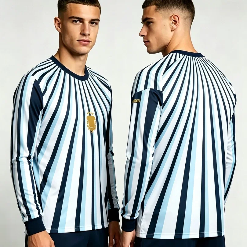 New Argentine round neck long sleeved T-shirt quick drying and breathable suitable for both men and women in sports competitions