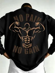 Men's Long-Sleeve Printed T-Shirt, Regular Fit for Spring/Autumn, Outdoor Sports and Casual Long-Sleeve Top