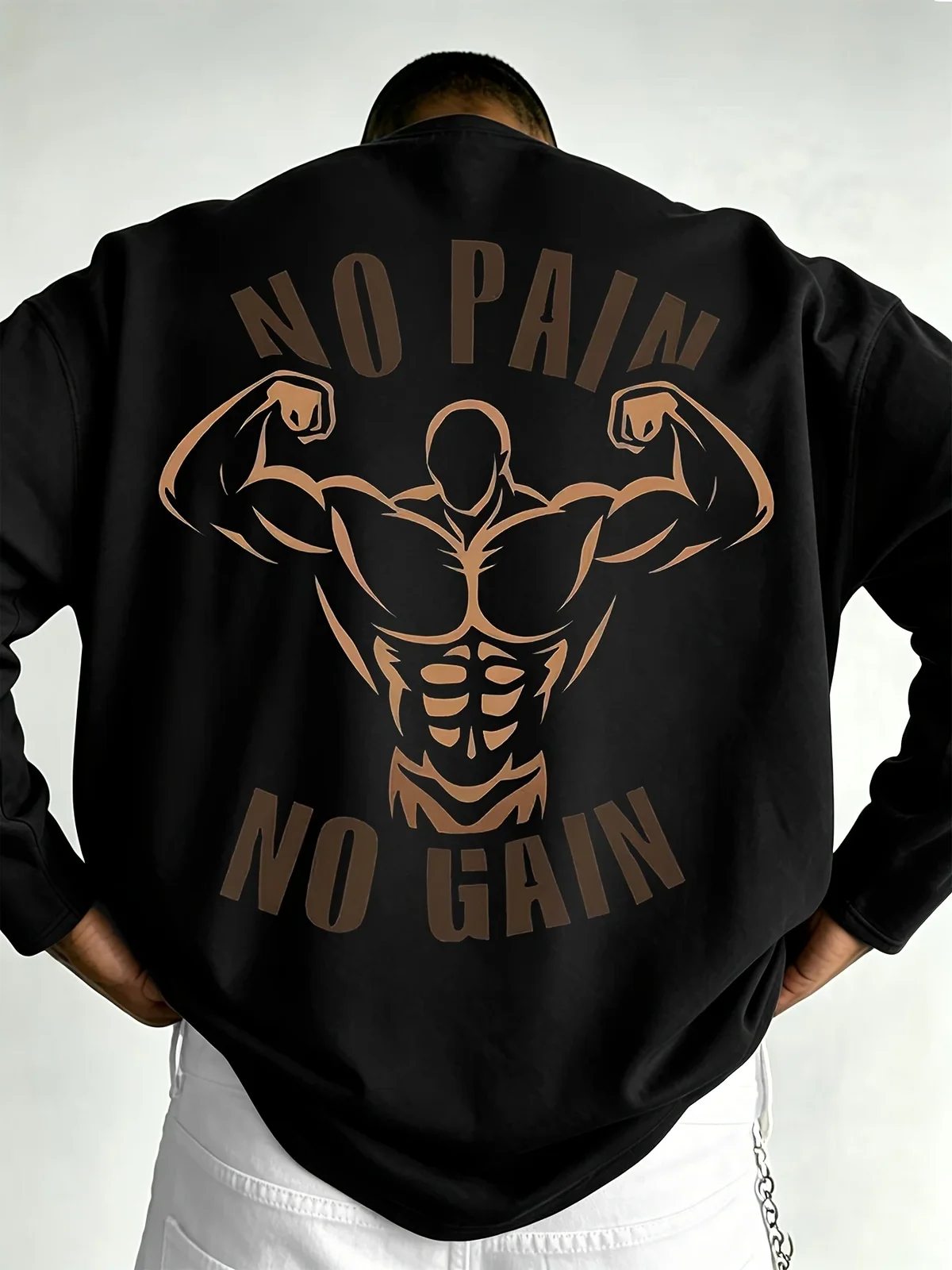 Men's Long-Sleeve Printed T-Shirt, Regular Fit for Spring/Autumn, Outdoor Sports and Casual Long-Sleeve Top