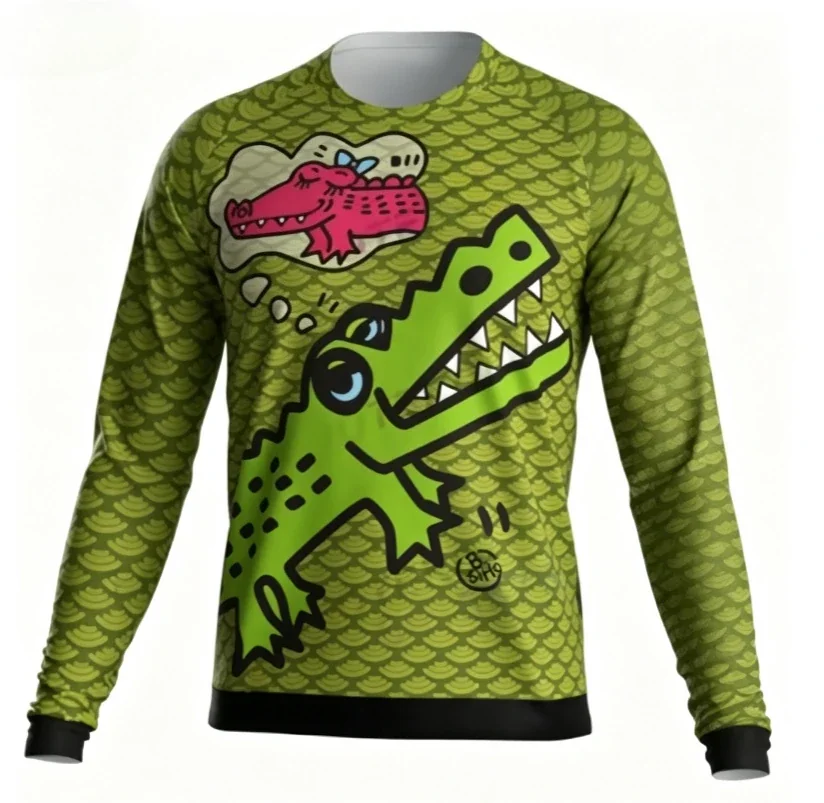 New long sleeved sportswear with 3D printed patterns, fashionable and versatile, breathable and quick drying sports top