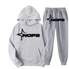 2026 Streetwear Men Hooded Sweatshirt Tracksuit Star NOFS Letter Print Long Sleeve Hoodie and Jogger Pants Sports Outfit