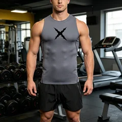 Men 2 Piece Sleeveless Sportswear Set Compression Tank Top Quick Dry Gym Shorts Gothic X Thorns Print Fitness Running Tracksuit