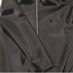 Sexy Men PVC Glossy Shiny Long Sleeve T-shirt Double Sided PU Club Dance Top Smooth Elastic Stage Wear Elastic Slim Tights