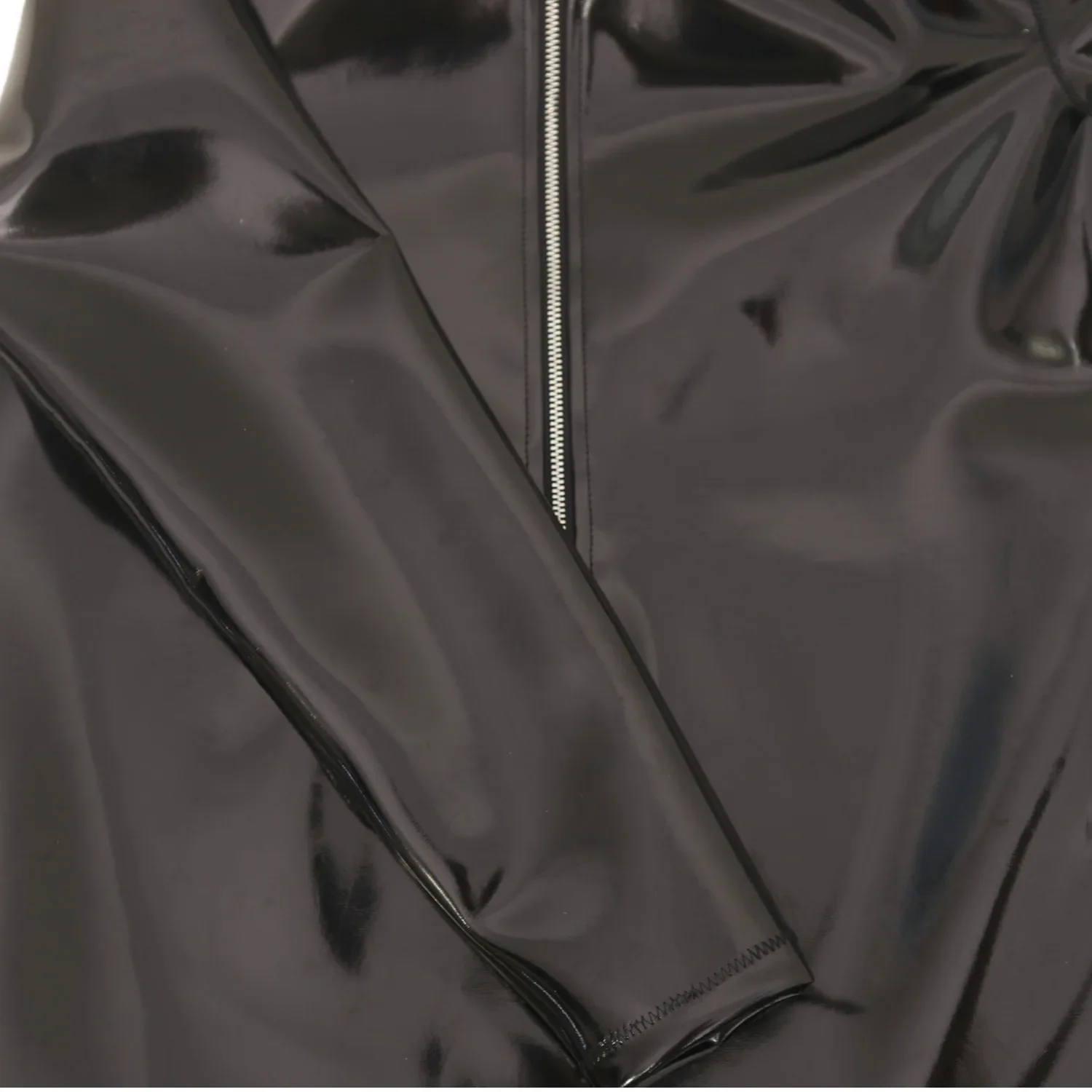 Sexy Men PVC Glossy Shiny Long Sleeve T-shirt Double Sided PU Club Dance Top Smooth Elastic Stage Wear Elastic Slim Tights
